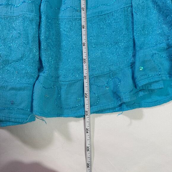 Free Size Boho Gypsy Blue Festival Skirt Size XS-L Flowy 100% Rayon - Picture 8 of 8